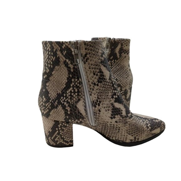 Madden Girl Ankle Bootie Heeled Boot Womens 6 Side Zip Snakeskin Natural Dafani - Picture 9 of 9